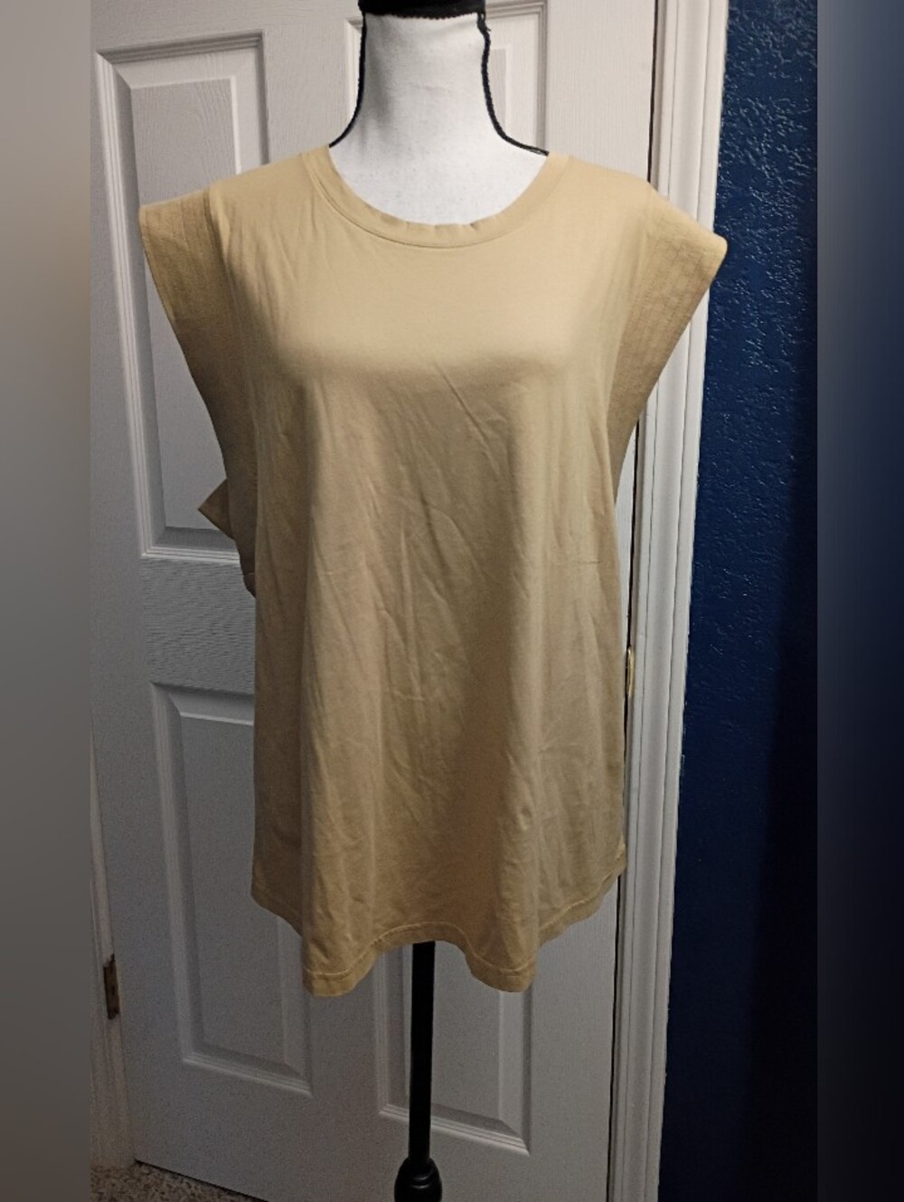 Banana Republic Beige Cap-Sleeve Crewneck Tank